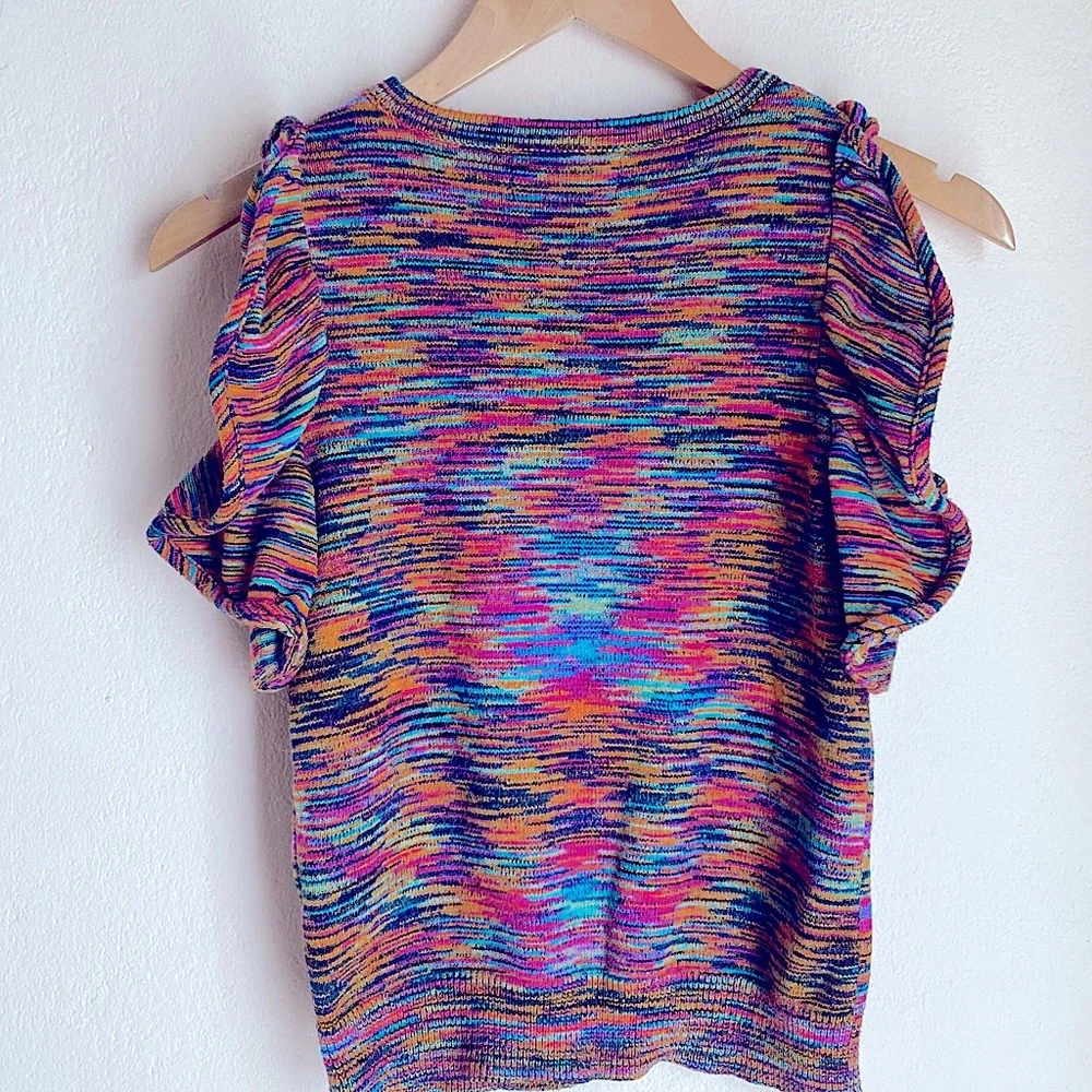 Anthropologie Ruby Striped Flutter Sleeve knit multicolor Top XS